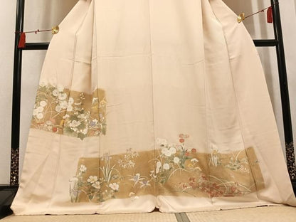 平和屋着物●豪華色留袖　草花文　金彩　正絹　逸品　AABN5323ph