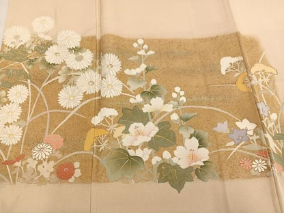 平和屋着物●豪華色留袖　草花文　金彩　正絹　逸品　AABN5323ph