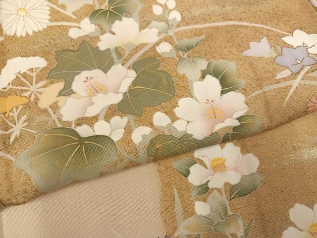 平和屋着物●豪華色留袖　草花文　金彩　正絹　逸品　AABN5323ph