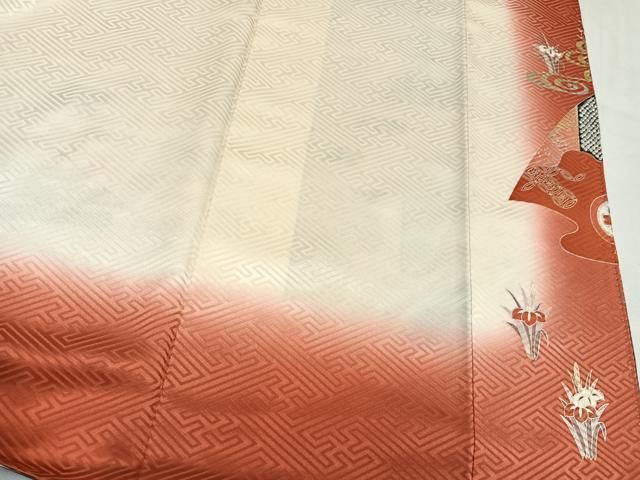 平和屋着物●豪華振袖　駒刺繍　扇面山車花文　暈し染め　金彩　正絹　逸品　AABN5324ph