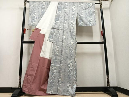 平和屋着物●上質な紬　草花間道　正絹　逸品　未使用　AABN5328ph