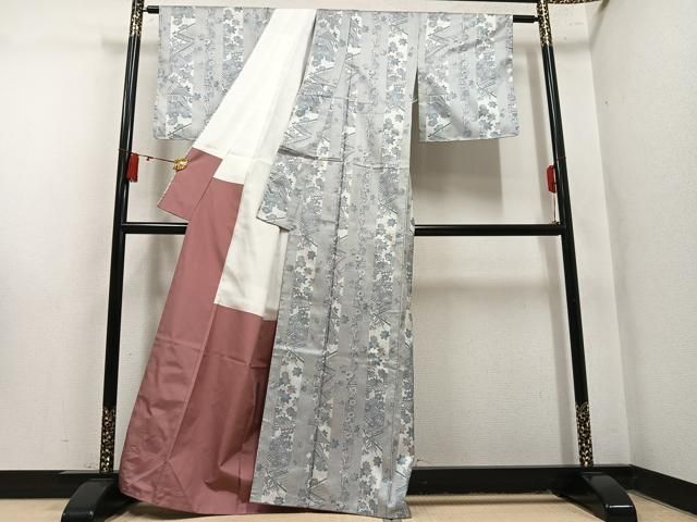 平和屋着物●上質な紬　草花間道　正絹　逸品　未使用　AABN5328ph