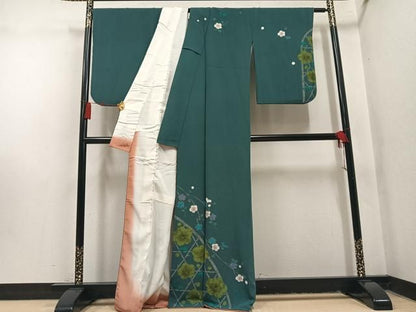 平和屋着物●訪問着　枝梅文　金彩　正絹　逸品　AABN5333ph