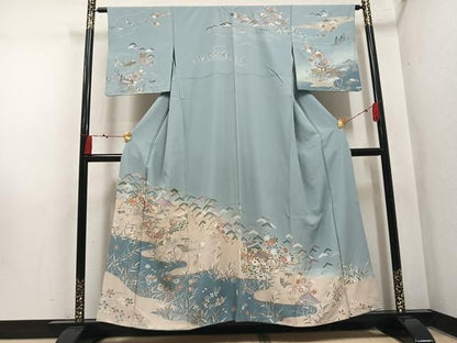 平和屋着物●訪問着　鴛鴦風景花文　暈し染め　金彩　ますいわ屋扱い　正絹　逸品　AABN5336ph