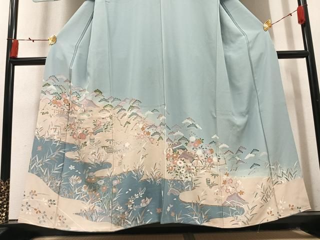 平和屋着物●訪問着　鴛鴦風景花文　暈し染め　金彩　ますいわ屋扱い　正絹　逸品　AABN5336ph