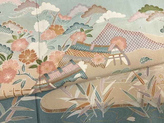 平和屋着物●訪問着　鴛鴦風景花文　暈し染め　金彩　ますいわ屋扱い　正絹　逸品　AABN5336ph