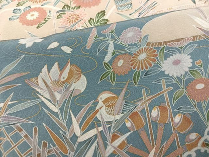 平和屋着物●訪問着　鴛鴦風景花文　暈し染め　金彩　ますいわ屋扱い　正絹　逸品　AABN5336ph