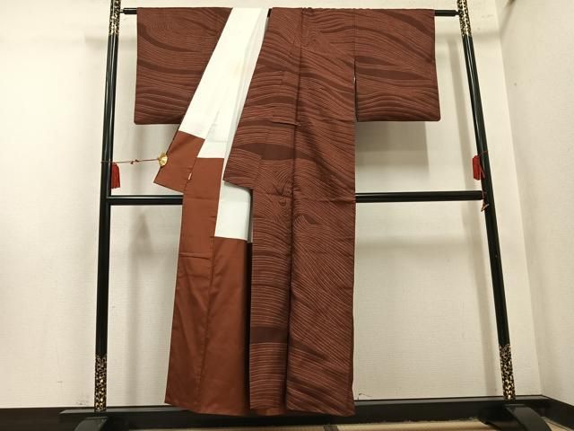 平和屋着物●本場大島紬　訪問着　伊砂利彦　流水文　ますいわ屋扱い　正絹　逸品　AABN5346ph
