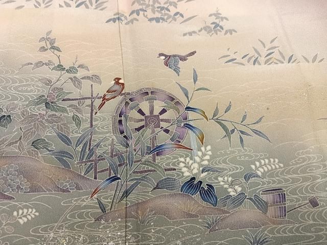 平和屋着物●訪問着　鴛鴦花鳥文　暈し染め　金銀彩　正絹　逸品　AABN5349ph