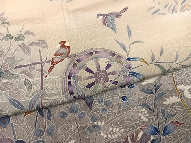 平和屋着物●訪問着　鴛鴦花鳥文　暈し染め　金銀彩　正絹　逸品　AABN5349ph