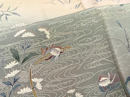平和屋着物●訪問着　鴛鴦花鳥文　暈し染め　金銀彩　正絹　逸品　AABN5349ph