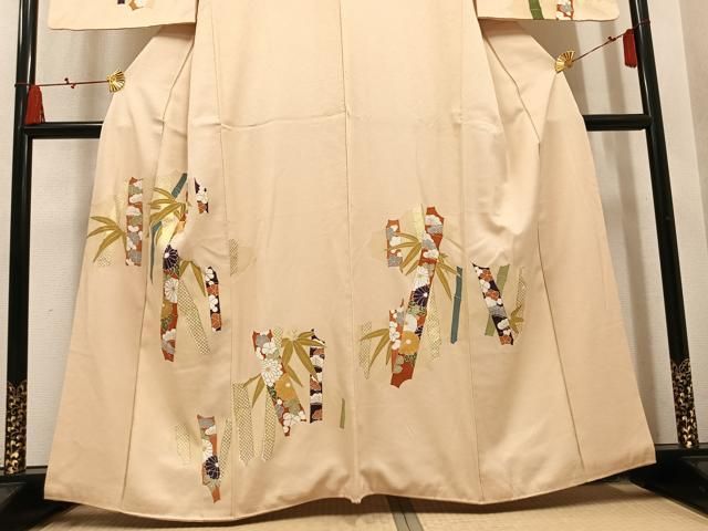 平和屋着物●訪問着　刺繍　草花文　金彩　正絹　逸品　AABN5356ph