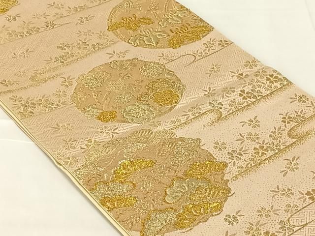 平和屋着物◎六通柄袋帯　花丸文　金糸　正絹　逸品　AABN5380dk