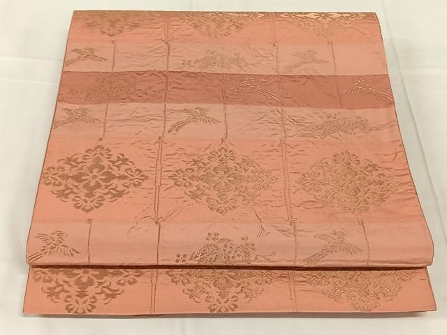 平和屋着物◎六通柄袋帯　花鳥文　金糸　正絹　逸品　AABN5381dk