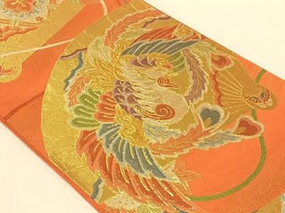 平和屋着物◎六通柄袋帯　檜扇花文　金銀糸　正絹　逸品　AABN5383dk
