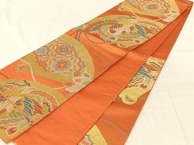 平和屋着物◎六通柄袋帯　檜扇花文　金銀糸　正絹　逸品　AABN5383dk