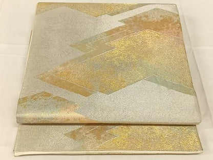 平和屋着物◎六通柄袋帯　松皮菱文　金銀糸　正絹　逸品　AABN5391dk