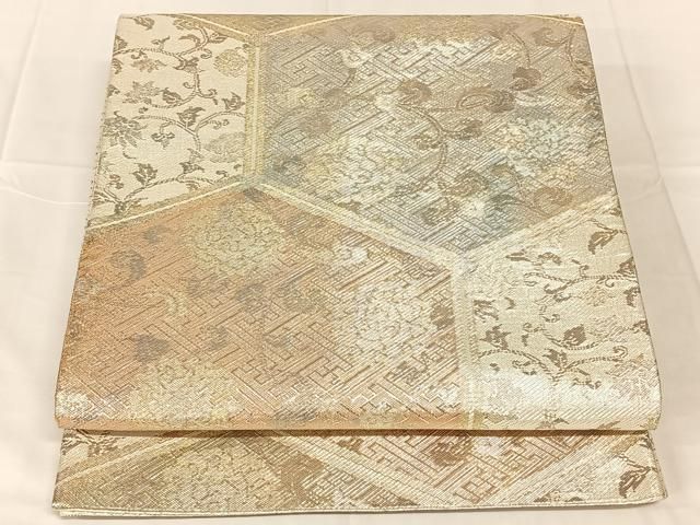 平和屋着物◎佐賀錦　六通柄袋帯　亀甲花唐草文　金銀糸　正絹　逸品　AABN5405dk