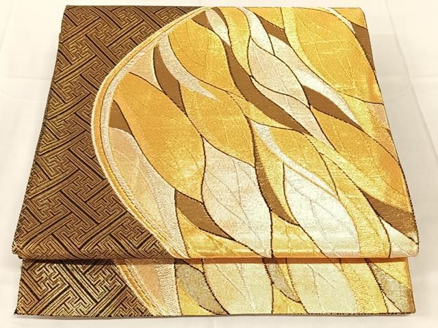 平和屋着物◎佐賀錦　六通柄袋帯　葉尽くし　金銀糸　正絹　逸品　AABN5434dk