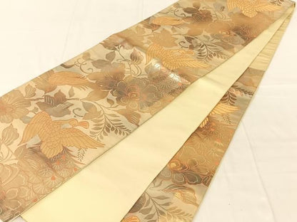 平和屋着物◎六通柄袋帯　花鳥文　金銀糸　引箔　正絹　逸品　AABN5435dk