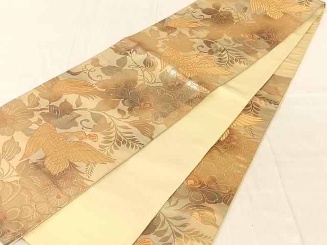 平和屋着物◎六通柄袋帯　花鳥文　金銀糸　引箔　正絹　逸品　AABN5435dk