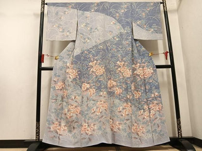 平和屋着物●訪問着　草花文　正絹　逸品　AABN5722ph