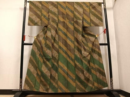 平和屋着物●訪問着　紬地　絞り　草花文　正絹　逸品　AABN5723ph