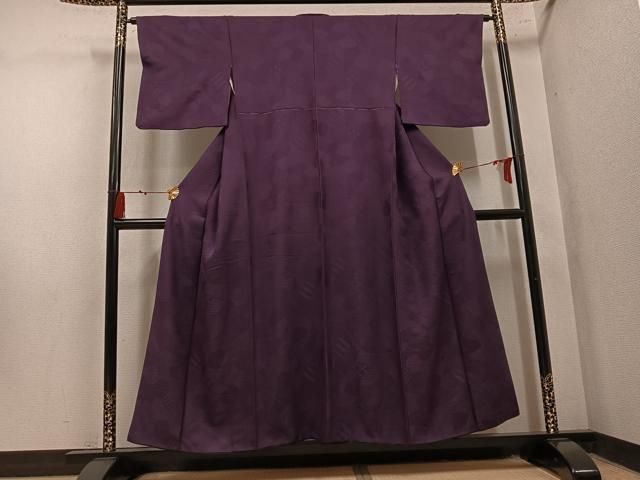 平和屋着物●上質な色無地　吉祥地紋　黒鳶色　正絹　逸品　AABN5724ph