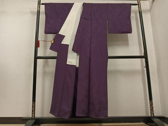 平和屋着物●上質な色無地　吉祥地紋　黒鳶色　正絹　逸品　AABN5724ph