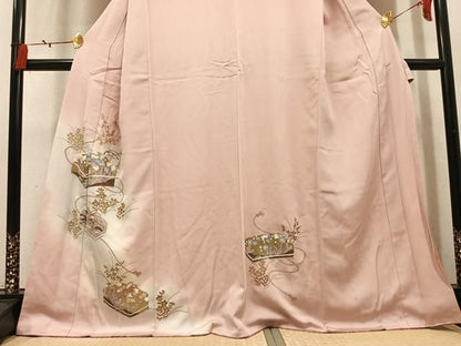 平和屋着物●訪問着　花文箱文　暈し染め　金彩　正絹　逸品　AABN5725ph