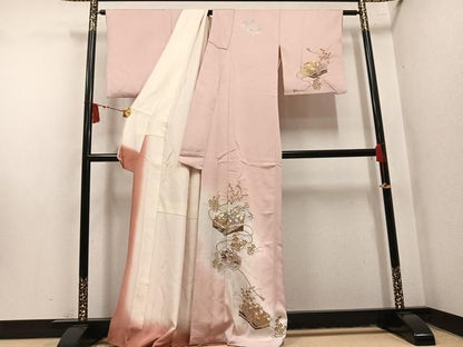 平和屋着物●訪問着　花文箱文　暈し染め　金彩　正絹　逸品　AABN5725ph