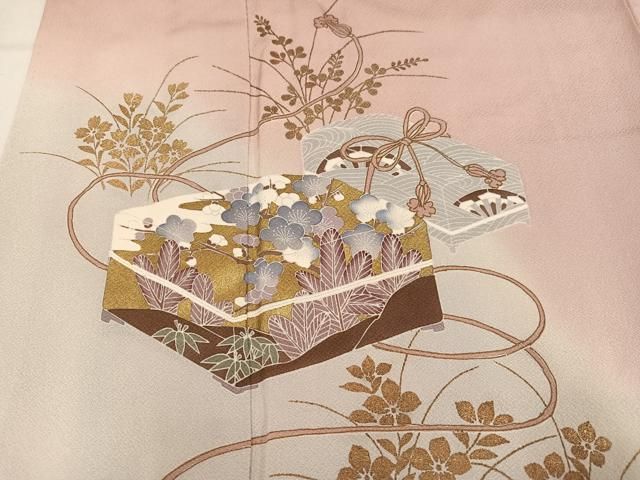 平和屋着物●訪問着　花文箱文　暈し染め　金彩　正絹　逸品　AABN5725ph
