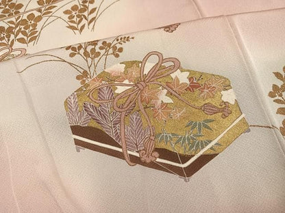 平和屋着物●訪問着　花文箱文　暈し染め　金彩　正絹　逸品　AABN5725ph