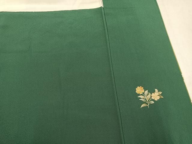 平和屋着物●訪問着　刺繍　向い鳥更紗文　暈し染め　金銀彩　正絹　逸品　AABN5731ph