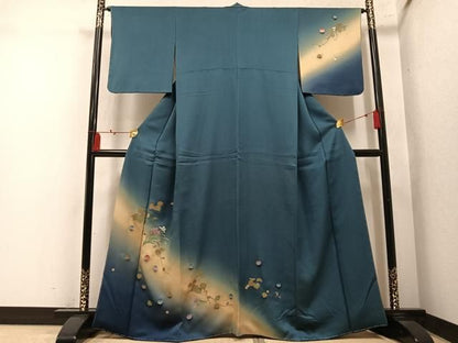 平和屋着物●訪問着　草花文　暈し染め　金彩　正絹　逸品　AABN5744ph