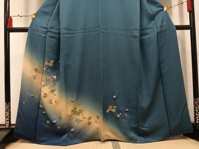 平和屋着物●訪問着　草花文　暈し染め　金彩　正絹　逸品　AABN5744ph
