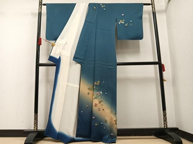 平和屋着物●訪問着　草花文　暈し染め　金彩　正絹　逸品　AABN5744ph
