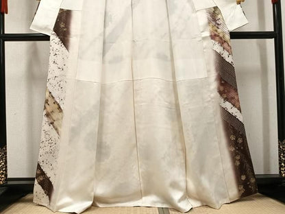 平和屋着物●訪問着　雪輪枝垂れ桜文　暈し染め　金彩　正絹　逸品　AABN5746ph