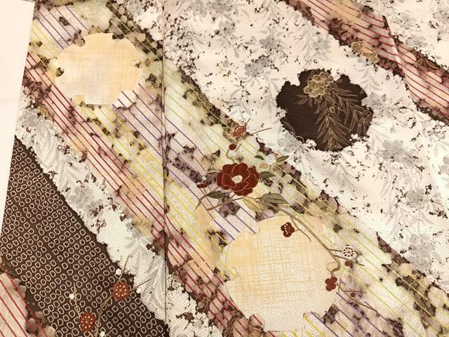 平和屋着物●訪問着　雪輪枝垂れ桜文　暈し染め　金彩　正絹　逸品　AABN5746ph