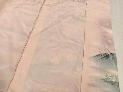 平和屋着物●訪問着　作家物　草花文　暈し染め　浜ちりめん　仮絵羽　正絹　逸品　未使用　AABN5749ph