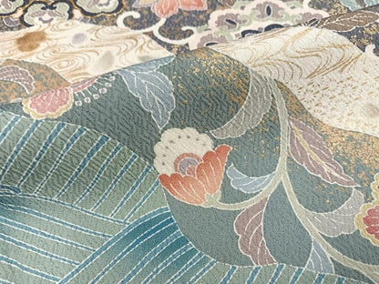 平和屋着物●訪問着　駒刺繍　吉祥花唐草文　暈し染め　金彩　正絹　逸品　AABN5752ph