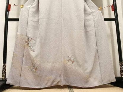平和屋着物●中国三大刺繍　汕頭刺繍　スワトウ刺繍　訪問着　草花文　暈し染め　金彩　やまと誂製　正絹　逸品　AABN5760ph