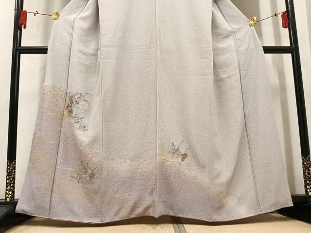 平和屋着物●中国三大刺繍　汕頭刺繍　スワトウ刺繍　訪問着　草花文　暈し染め　金彩　やまと誂製　正絹　逸品　AABN5760ph