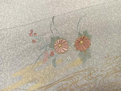 平和屋着物●中国三大刺繍　汕頭刺繍　スワトウ刺繍　訪問着　草花文　暈し染め　金彩　やまと誂製　正絹　逸品　AABN5760ph