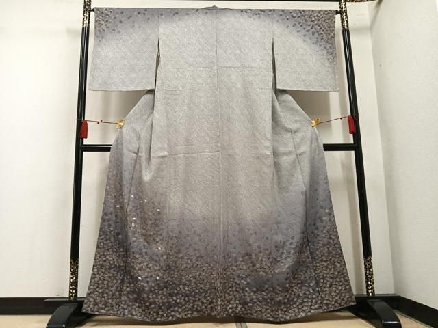 平和屋着物●訪問着　総絞り　刺繍　舞葉文　暈し染め　金彩　正絹　逸品　AABN5764ph