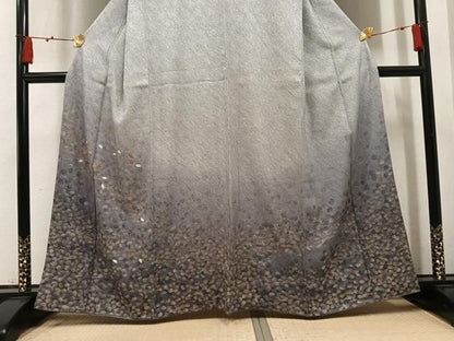 平和屋着物●訪問着　総絞り　刺繍　舞葉文　暈し染め　金彩　正絹　逸品　AABN5764ph