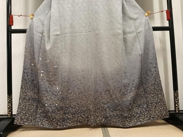平和屋着物●訪問着　総絞り　刺繍　舞葉文　暈し染め　金彩　正絹　逸品　AABN5764ph