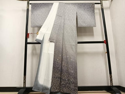 平和屋着物●訪問着　総絞り　刺繍　舞葉文　暈し染め　金彩　正絹　逸品　AABN5764ph