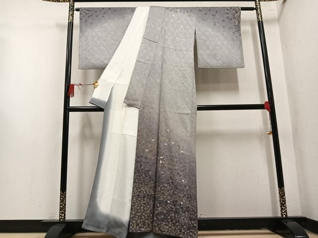 平和屋着物●訪問着　総絞り　刺繍　舞葉文　暈し染め　金彩　正絹　逸品　AABN5764ph
