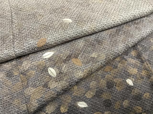平和屋着物●訪問着　総絞り　刺繍　舞葉文　暈し染め　金彩　正絹　逸品　AABN5764ph